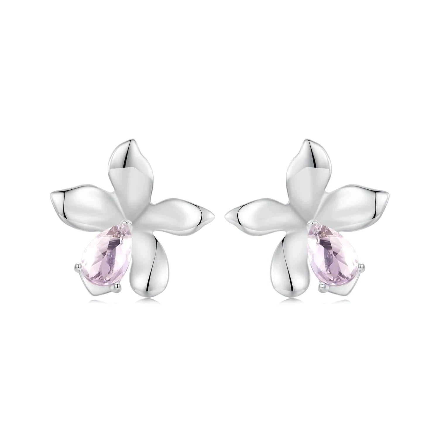 925 Sterling Silver Fashion Jewelry Sets Fine Jewelry Making Wholesale Fantasy Pink Butterfly Flower Necklace Ring Earrings Set