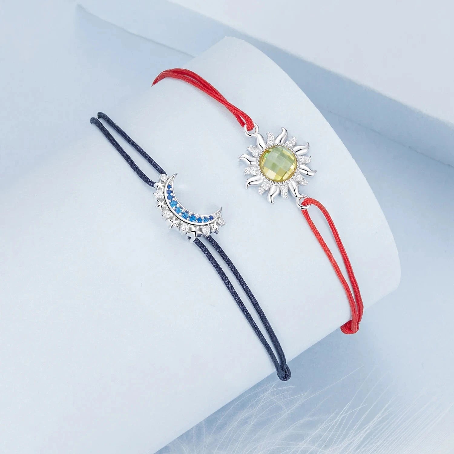 925 Sterling Silver Fashion Jewelry Sets Fine Jewelry Making Wholesale Sun Moon Rope Bracelet Necklace Ring Charm Pendant Set