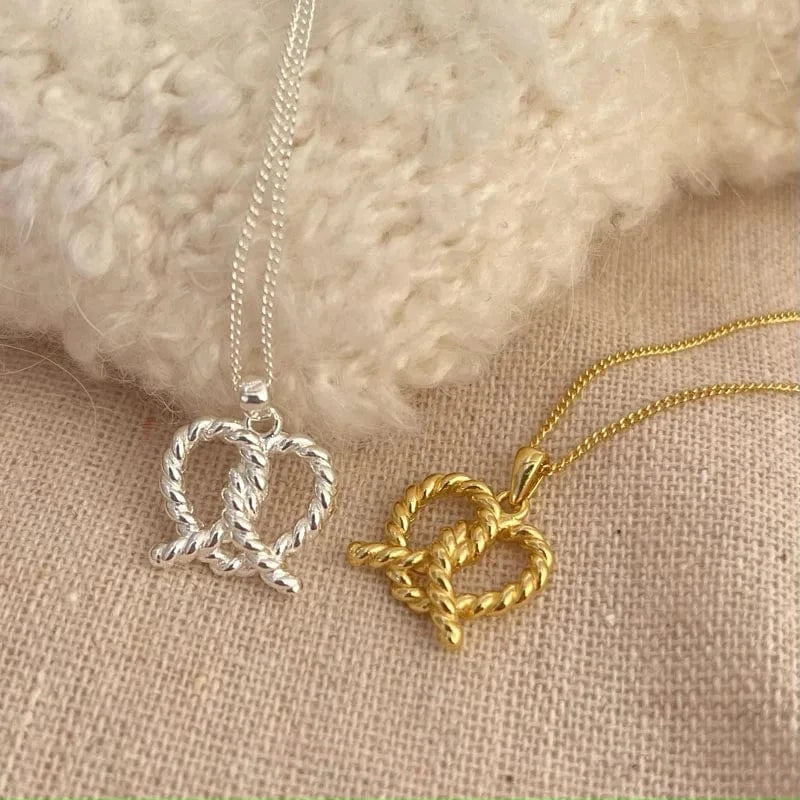 925 Sterling Silver Geometric Hollow Twist Heart Shape Pendant Necklace For Women Gifts Jewelry