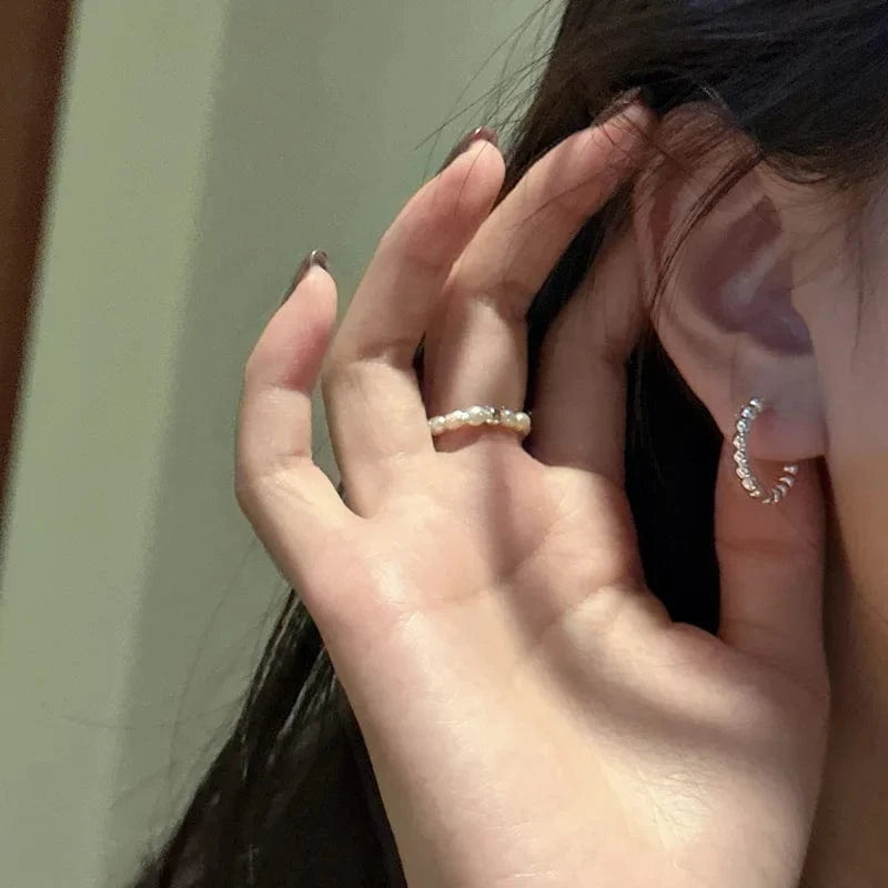 925 Sterling Silver Geometric Round Heart Beads Shape Hoop Earrings For Girls Women Christmas Gifts