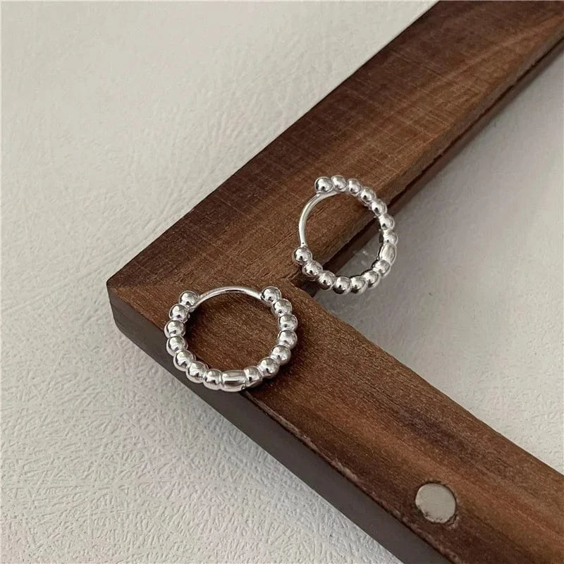 925 Sterling Silver Geometric Round Heart Beads Shape Hoop Earrings For Girls Women Christmas Gifts