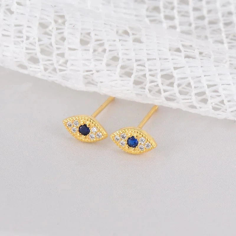 925 Sterling Silver Pave Zircon Blue Stud Earrings Women Classic Temperament Wedding Jewelry Accessories