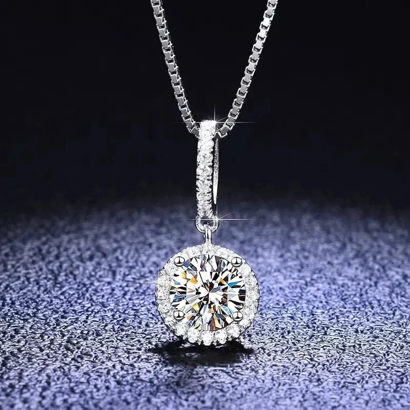 925 Sterling Silver Pendant 6.5mm 5mm White Round Moissanite DIamond Fashion Jewelry Pendants Charms