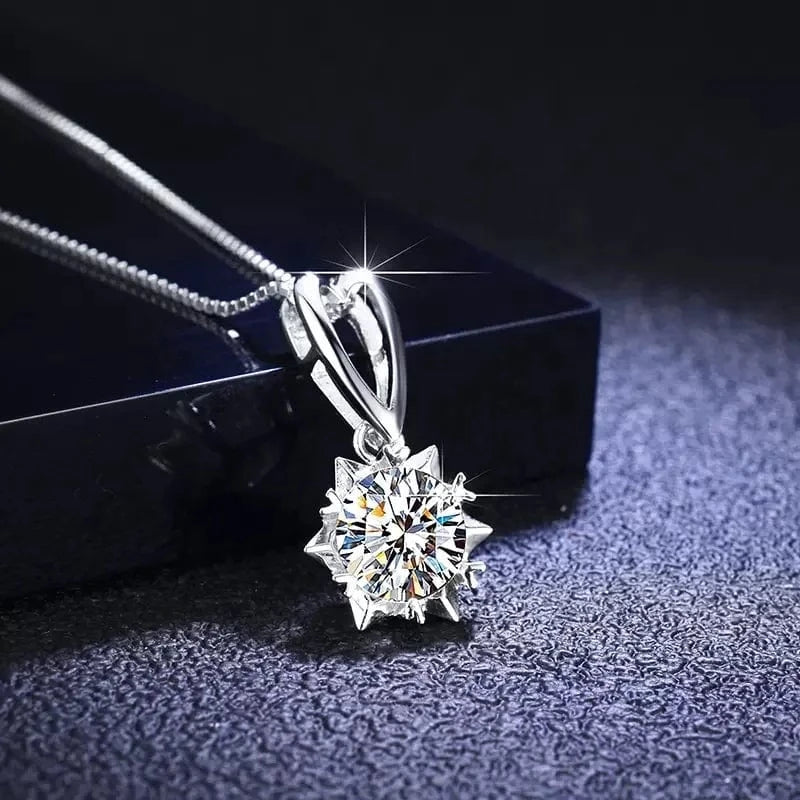 925 Sterling Silver Pendant 6.5mm 5mm White Round Moissanite DIamond Fashion Jewelry Pendants Charms