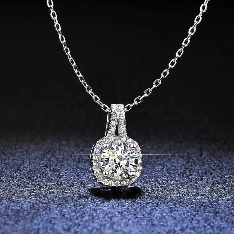 925 Sterling Silver Pendant 6.5mm 5mm White Round Moissanite DIamond Fashion Jewelry Pendants Charms