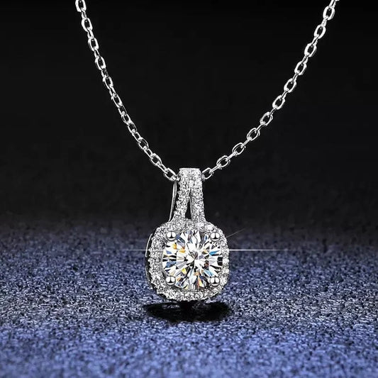 925 Sterling Silver Pendant 6.5mm 5mm White Round Moissanite DIamond Fashion Jewelry Pendants Charms