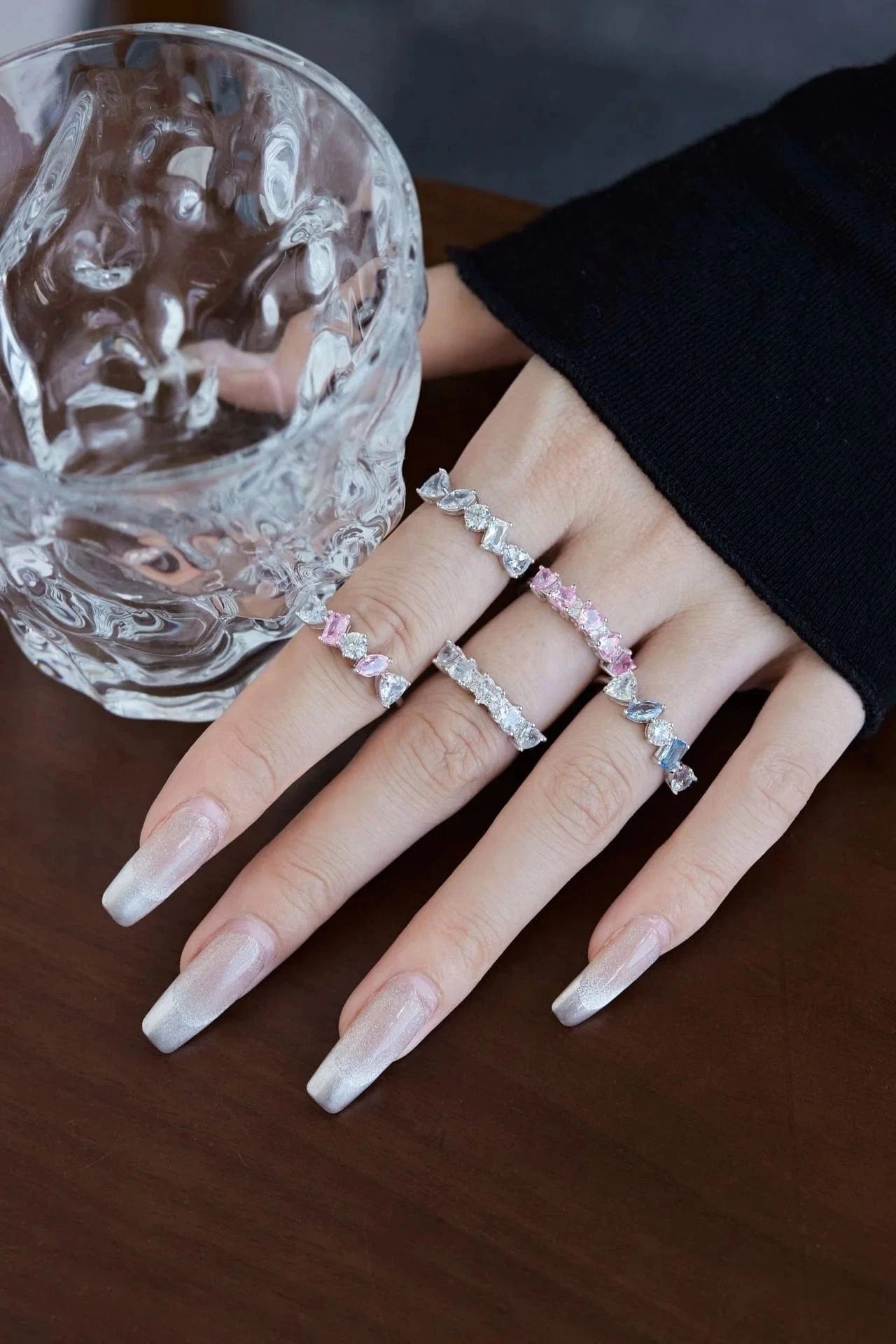925 Sterling Silver Rings For Women Original Tiara Heart Wishbone Engagement Wedding Stacking Ring Crystals Jewelry Love Gift