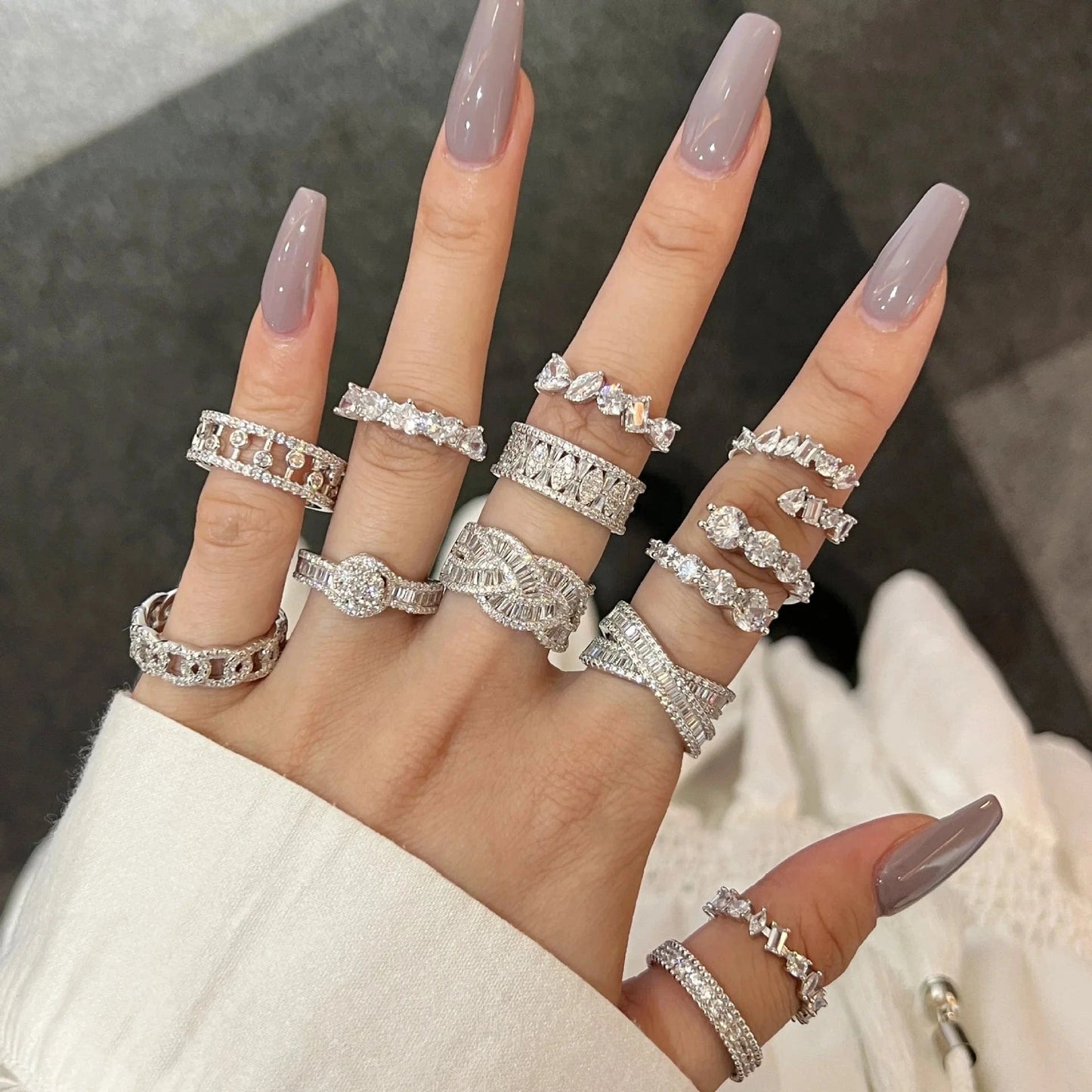 925 Sterling Silver Rings For Women Original Tiara Heart Wishbone Engagement Wedding Stacking Ring Crystals Jewelry Love Gift