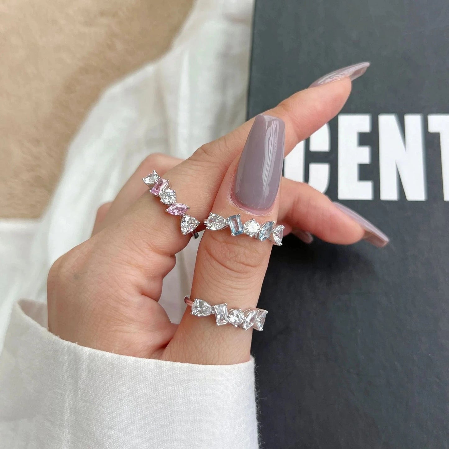 925 Sterling Silver Rings For Women Original Tiara Heart Wishbone Engagement Wedding Stacking Ring Crystals Jewelry Love Gift