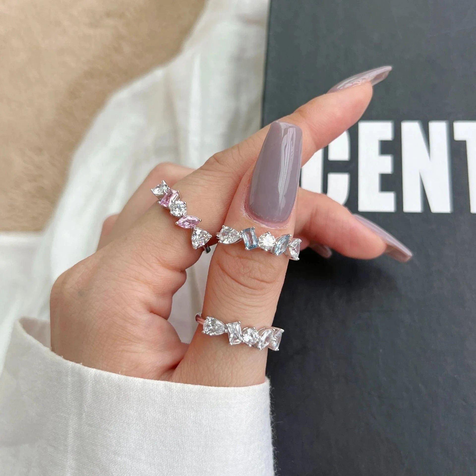 925 Sterling Silver Rings For Women Original Tiara Heart Wishbone Engagement Wedding Stacking Ring Crystals Jewelry Love Gift