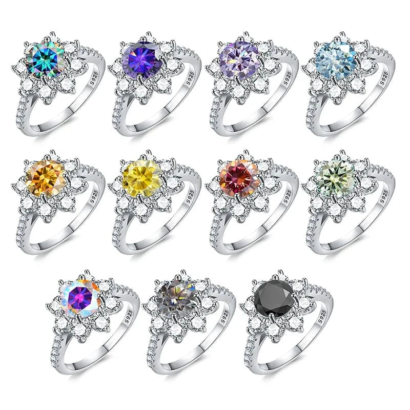 925 Sterling Silver Unusual Halo Zirconia Flower Shape Luxury Diamond Moissanite Rings 1 2 Carat For Women Wedding fine jewelry
