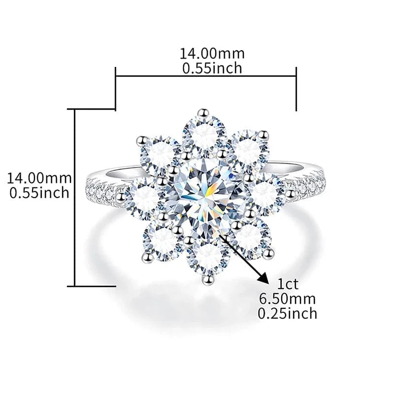 925 Sterling Silver Unusual Halo Zirconia Flower Shape Luxury Diamond Moissanite Rings 1 2 Carat For Women Wedding fine jewelry