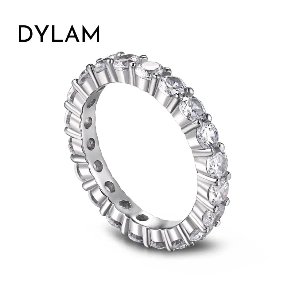 925 Sterling Silver Zircon Jewellery Eternity Band Diamond Engagement Wedding Ring Stackable 18K Gold Plated Rings Jewelry Women