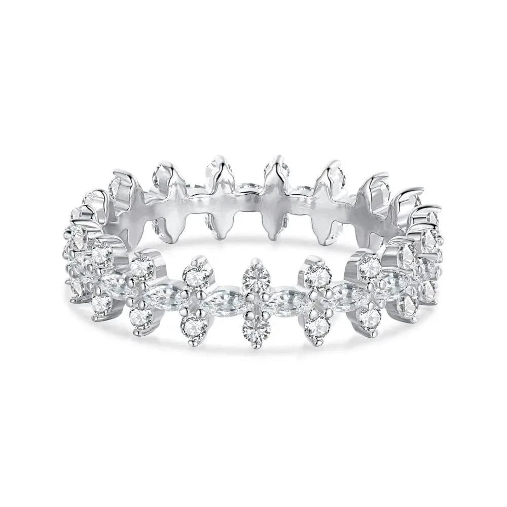 925 Sterling Silver Zircon Jewellery Eternity Band Diamond Engagement Wedding Ring Stackable 18K Gold Plated Rings Jewelry Women