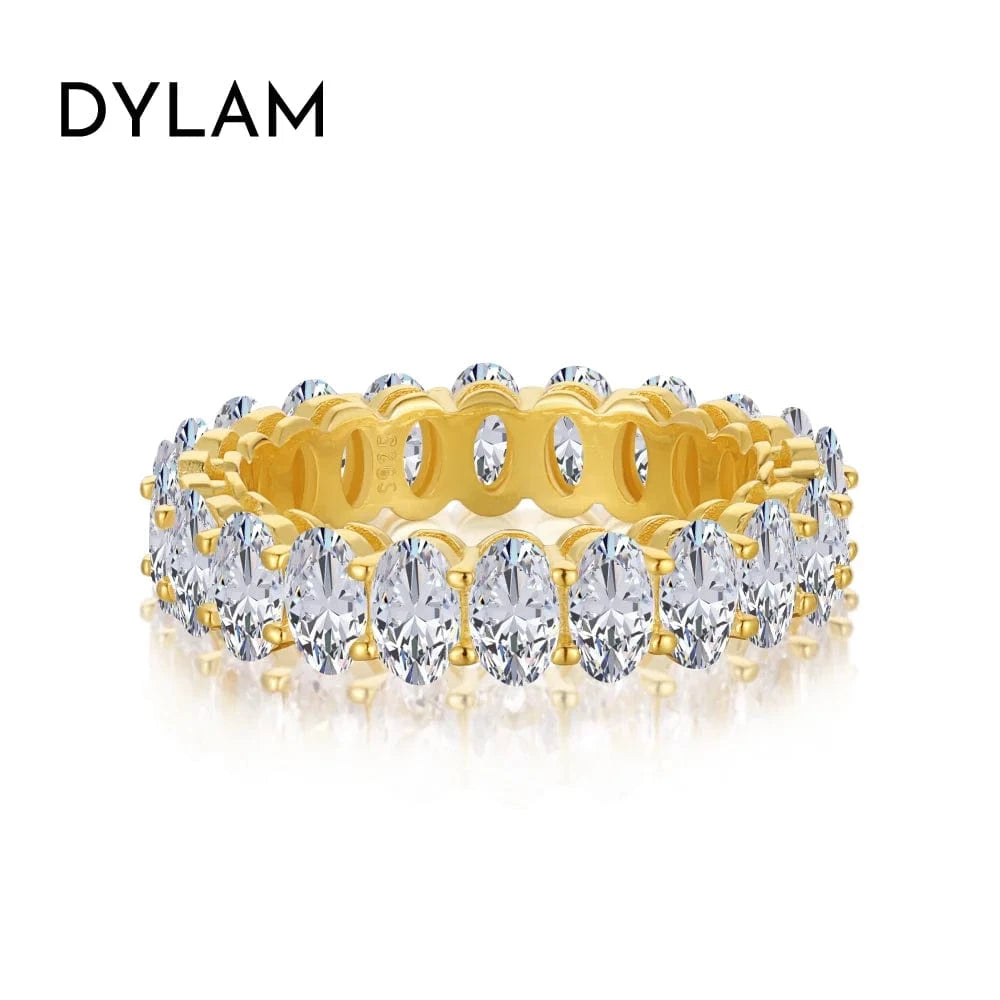 925 Sterling Silver Zircon Jewellery Eternity Band Diamond Engagement Wedding Ring Stackable 18K Gold Plated Rings Jewelry Women