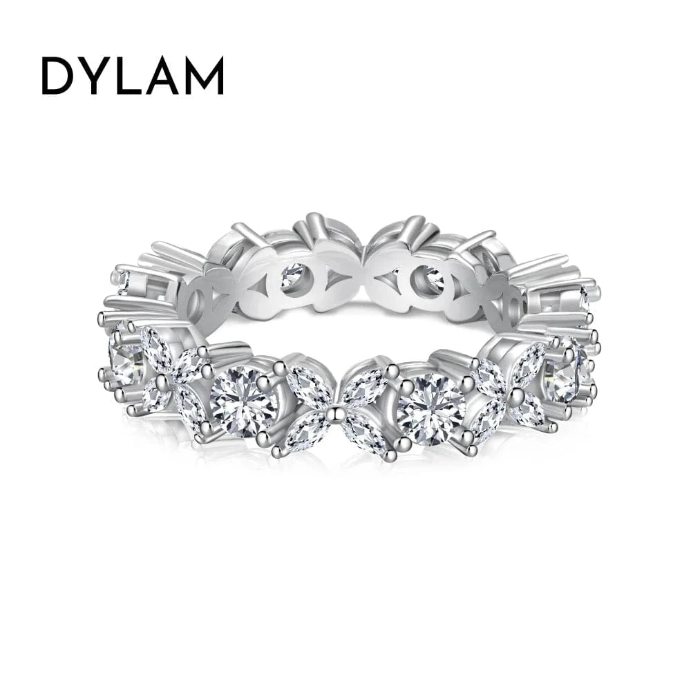 925 Sterling Silver Zircon Jewellery Eternity Band Diamond Engagement Wedding Ring Stackable 18K Gold Plated Rings Jewelry Women