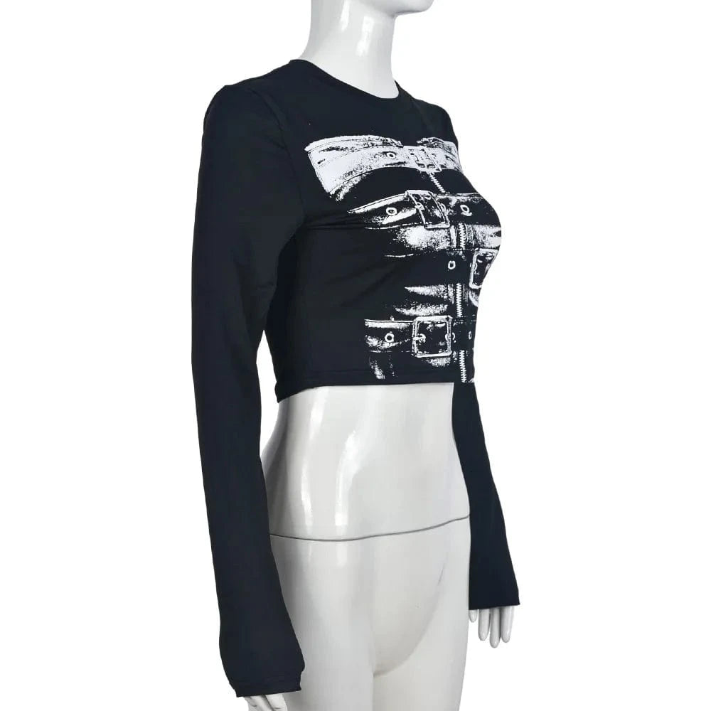 9644td 2024 Fall New Arrivals Women's Two Piece Casual Suit Printed Sexy Long Sleeve Crop Tops Mini Skirt Set For Women