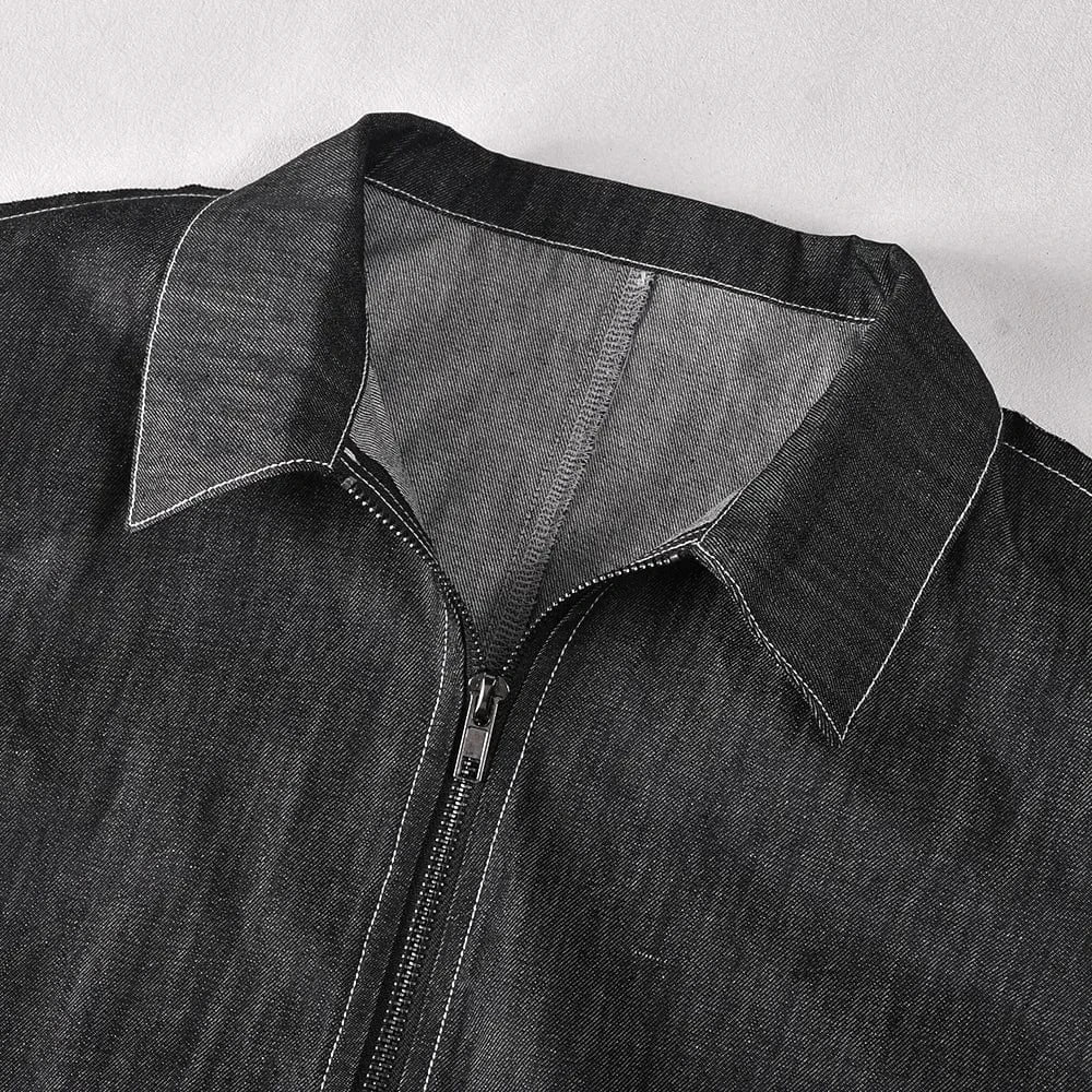 9866dhd New Sexy Elegant Women's Denim Dress Slim Long Sleeve Asymmetrical Shirt Collar Zipper Denim Dress For Lady Women