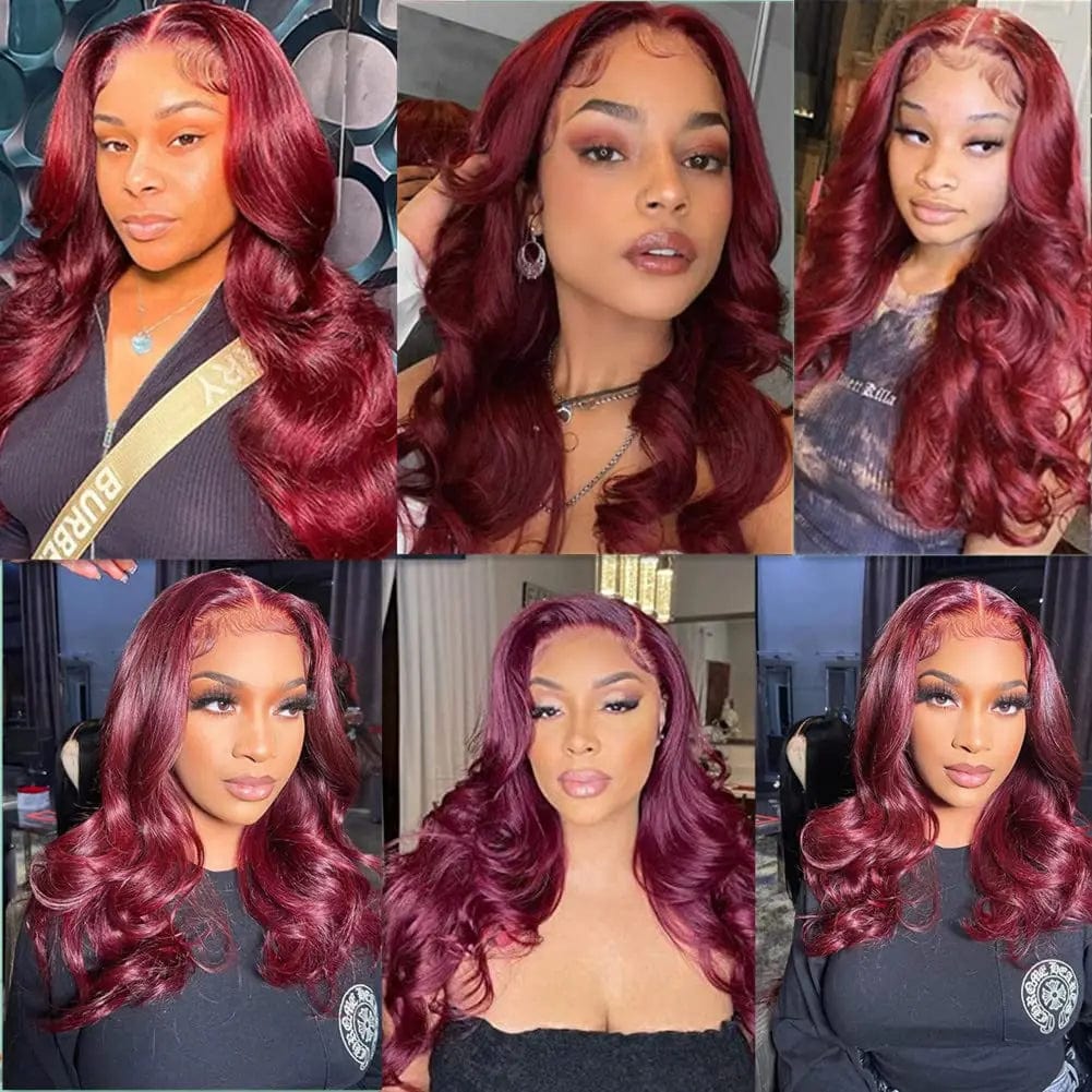 99J Burgundy Body Wave Lace Front Wig Red Colored Hd Lace Frontal Brazilian Human Hair Wigs For Woman