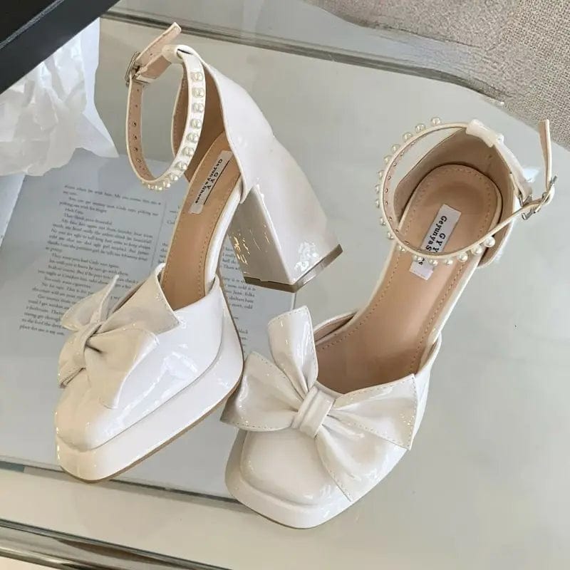 9CM Summer New Arrival  Blue Sandals Sexy Bow Chunky Ankle Strap Platform Heels for Women