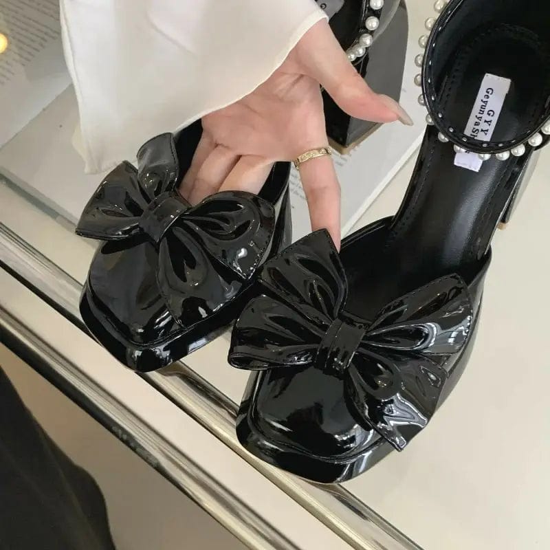 9CM Summer New Arrival  Blue Sandals Sexy Bow Chunky Ankle Strap Platform Heels for Women