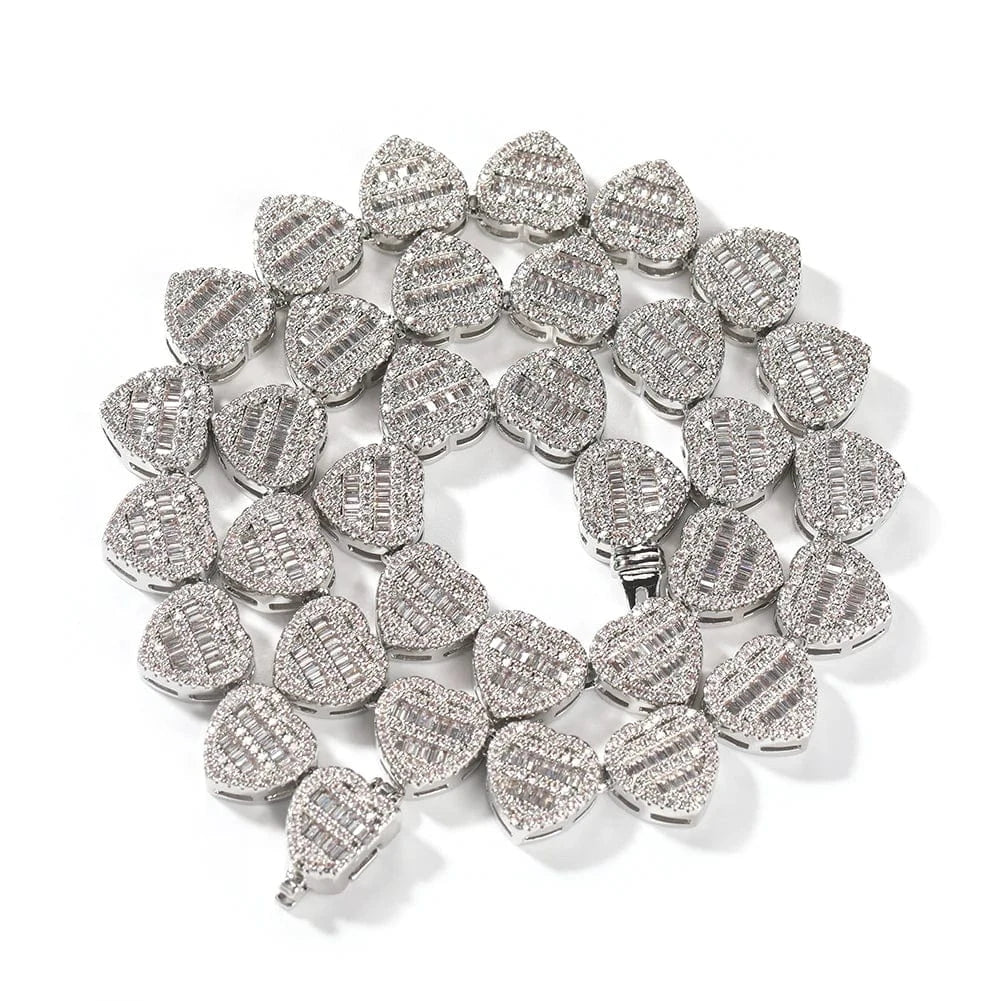 9inch / silver Fashion Heart Baguette CZ Bracelet Necklace Silver Purple Bracelet Hot Sale Popular Gift Women  Man Jewelry