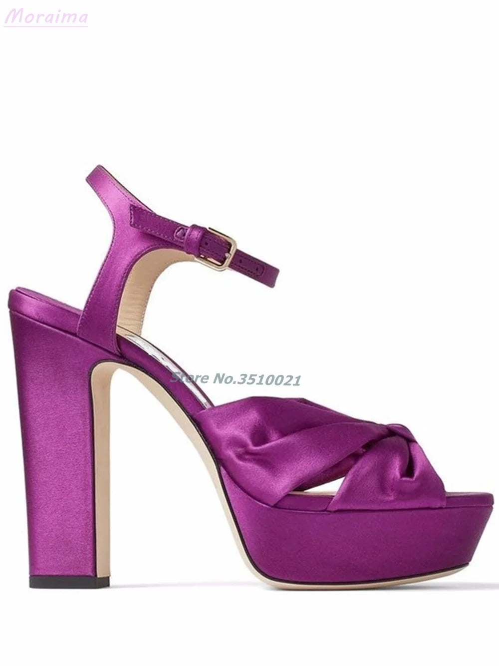 Peep Toe Mirror Leather Knotted Platform Sandals For Women