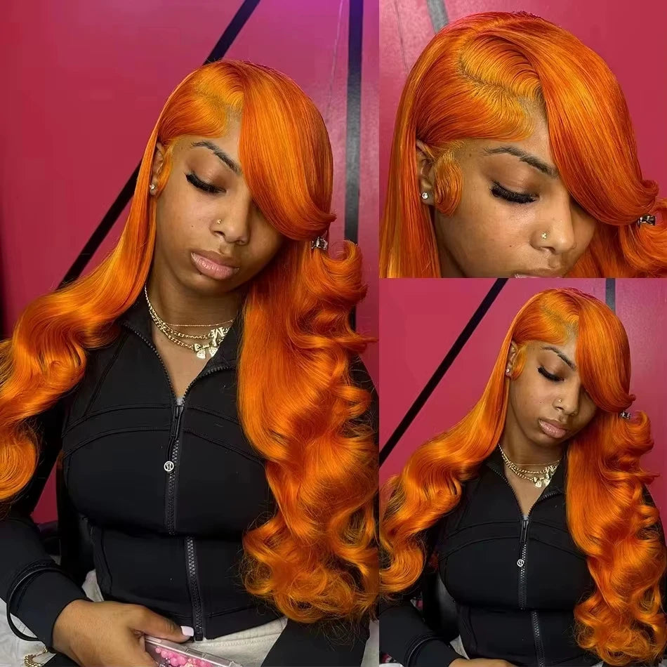 30 36 Inch Ginger Body Wave Human Hair Colored Wigs 100% 13X6 Hd Lace Frontal Wig 13X4 Preplucked Lace Front Wigs For Women