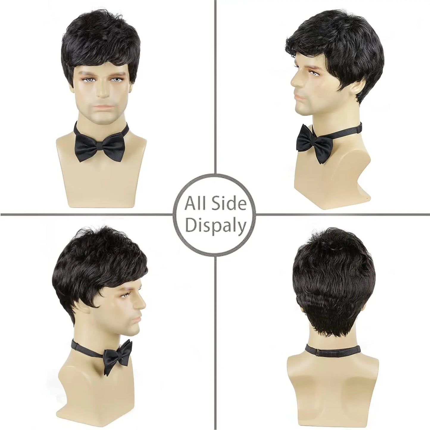 Men Wigs Short Silver Gray Wig Synthetic Heat Resistant Natural Halloween Cosplay Hair Wig
