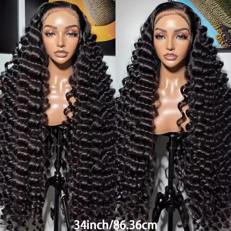 Long Deep Wave Glueless Lace Front Human Hair Wig for Women