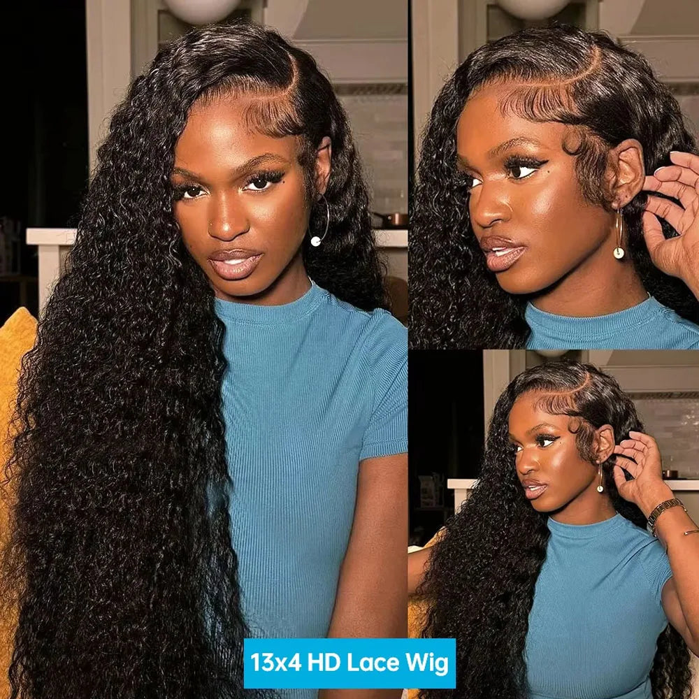 Long Jerry Curly Lace Front Human Hair Wig for Women