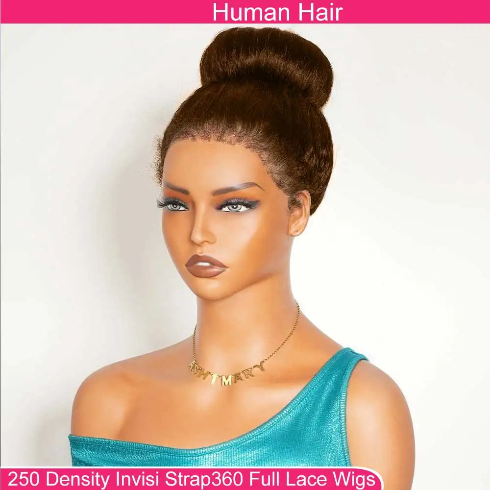 Chocolate Brown Kinky Straight Lace Front Wig for Women