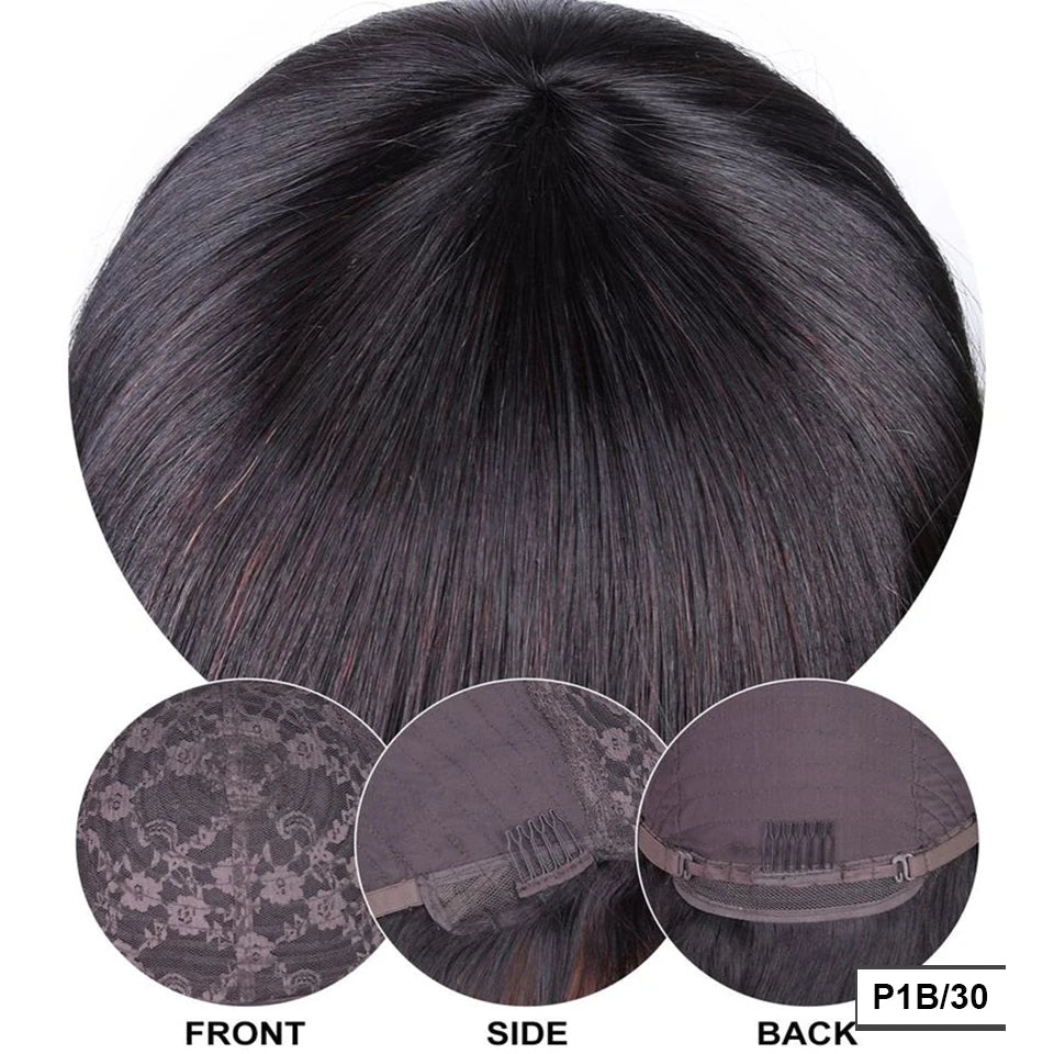Glueless Straight Human Hair Wig With Bangs for Women