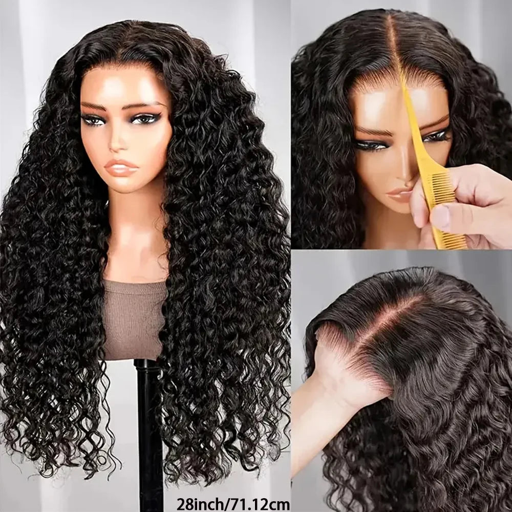 Deep Curly Wave Glueless Brazilian Human Hair Lace Wig For Women