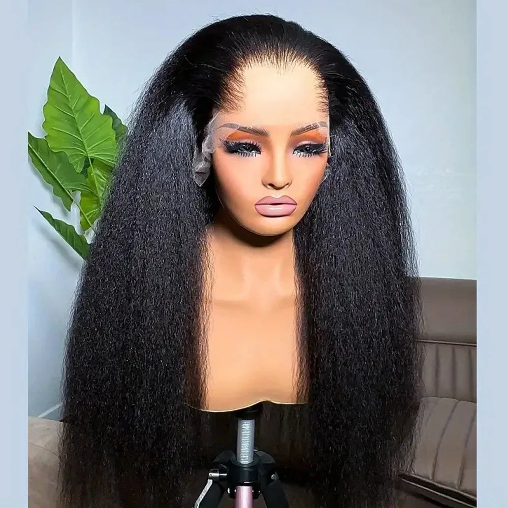 Glueless Kinky Straight Lace Front Human Hair Wig for Women