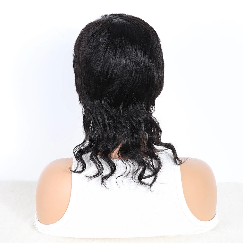 Body Wave Remy Hair Mullet with Bangs Wig for Women