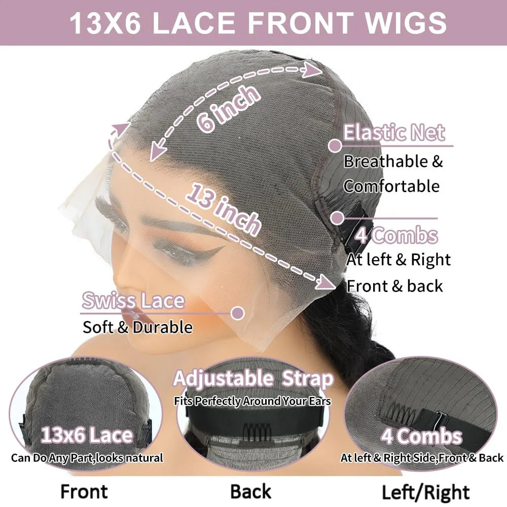 Bone Straight Brazilian Human Hair Lace Front Wig for Women