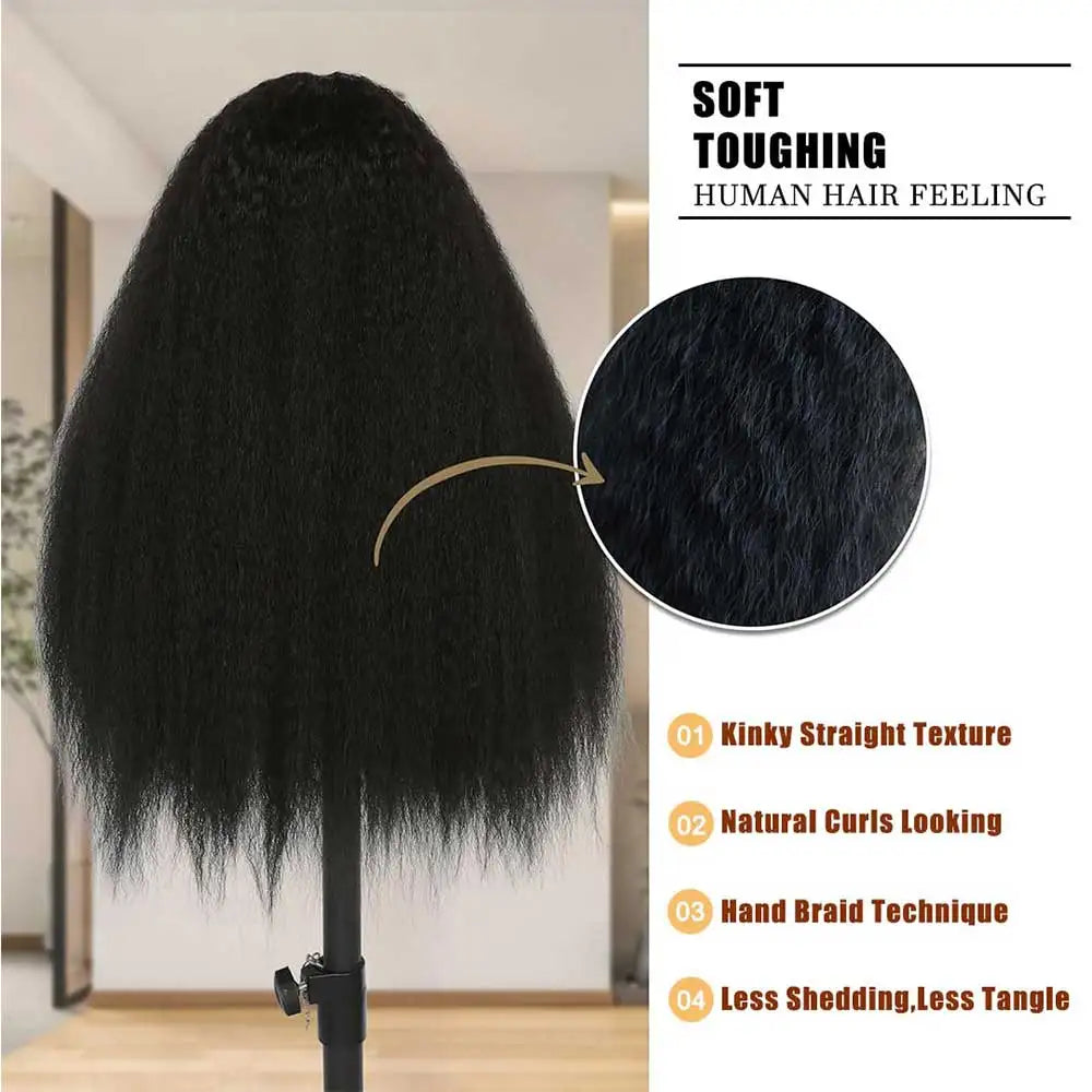Glueless Kinky Straight Full Lace Human Hair Wig for Women