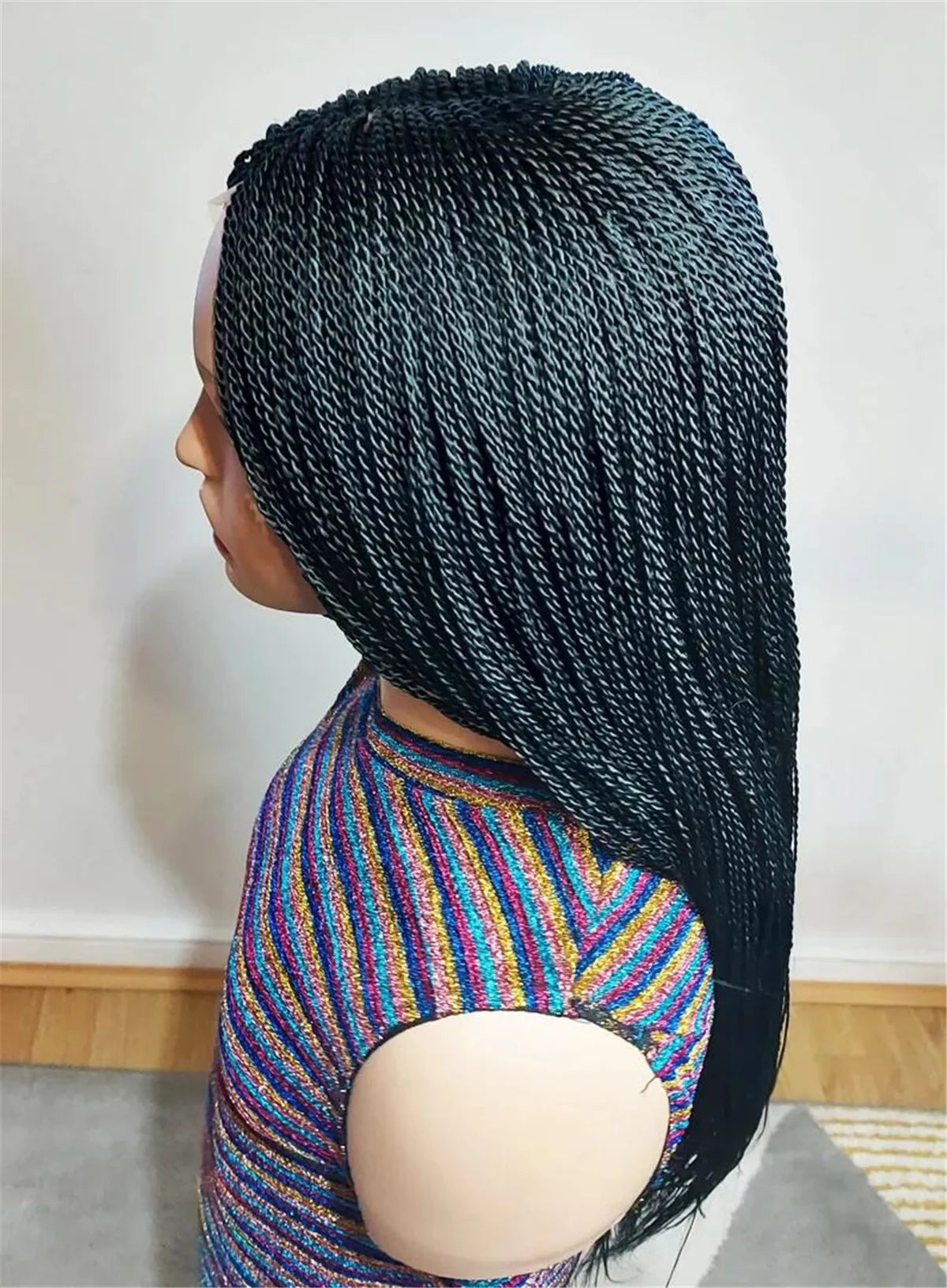 28inch Chestnut Brown Micro Twist Color Mix Wig with 5x5 HD Lace Closure Glueless Natural Look Braiding Lace Wig for Women