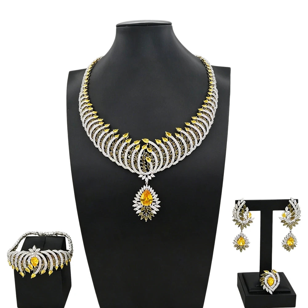 Yellow Zirconia Four Piece Jewelry Set
