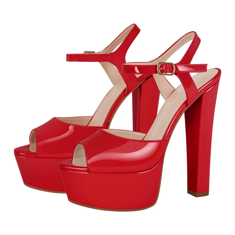 Crisscross Platform Buckle Sandals with Peep Toe for Women