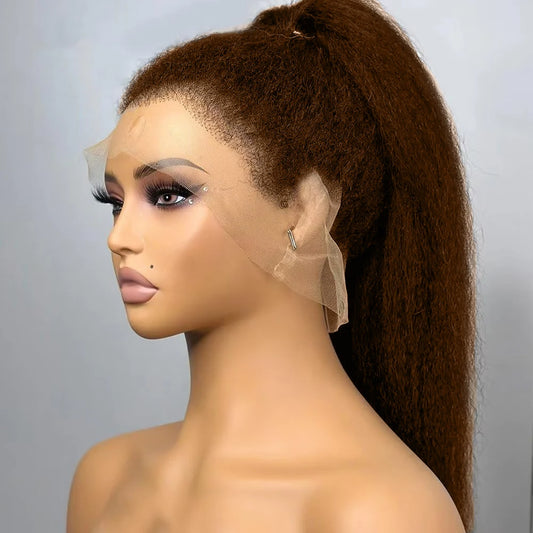 Chocolate Brown Kinky Straight Wig