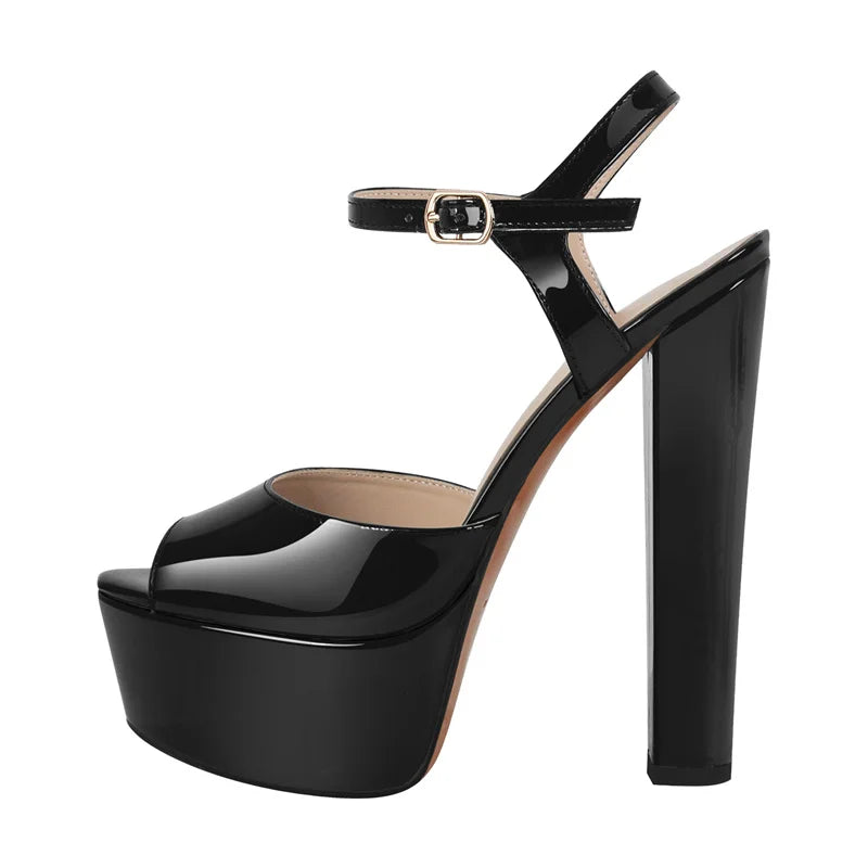 Crisscross Platform Buckle Sandals with Peep Toe for Women