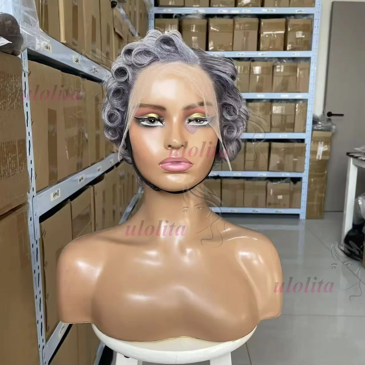 Glueless Salt And Pepper Curly Human Hair Pixie Wig for Women
