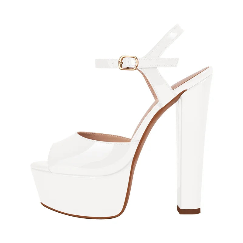 Crisscross Platform Buckle Sandals with Peep Toe for Women