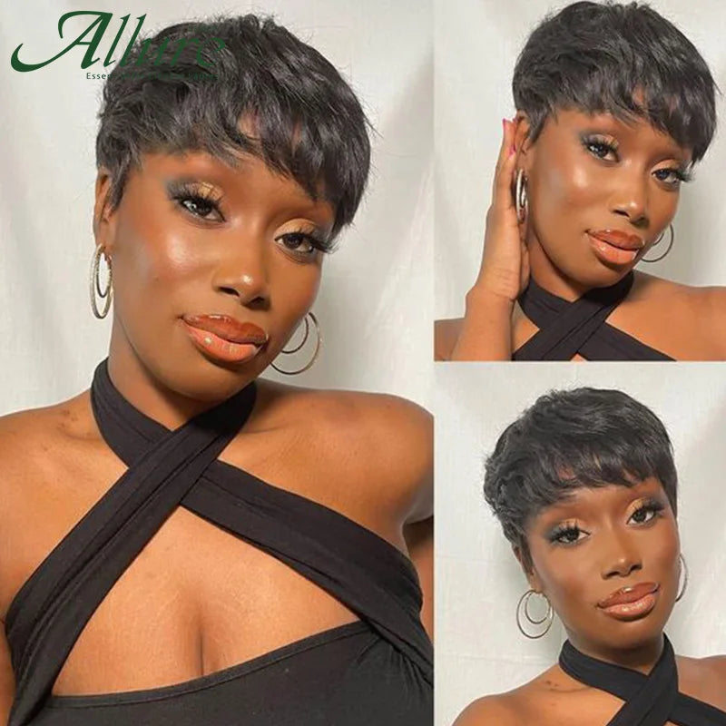 Glueless Short Blonde Pixie Cut Human Hair Wig for Women