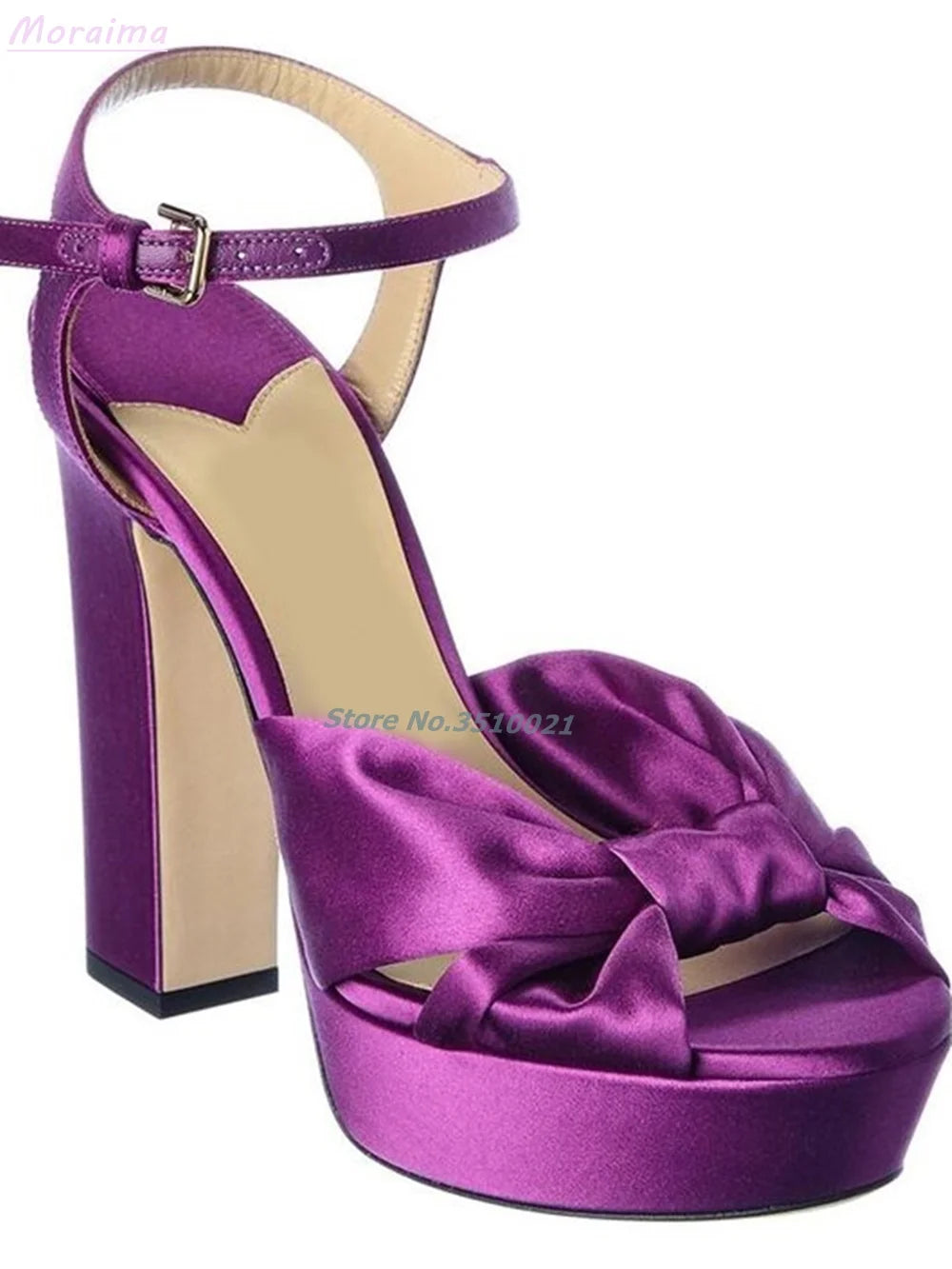 Peep Toe Mirror Leather Knotted Platform Sandals For Women