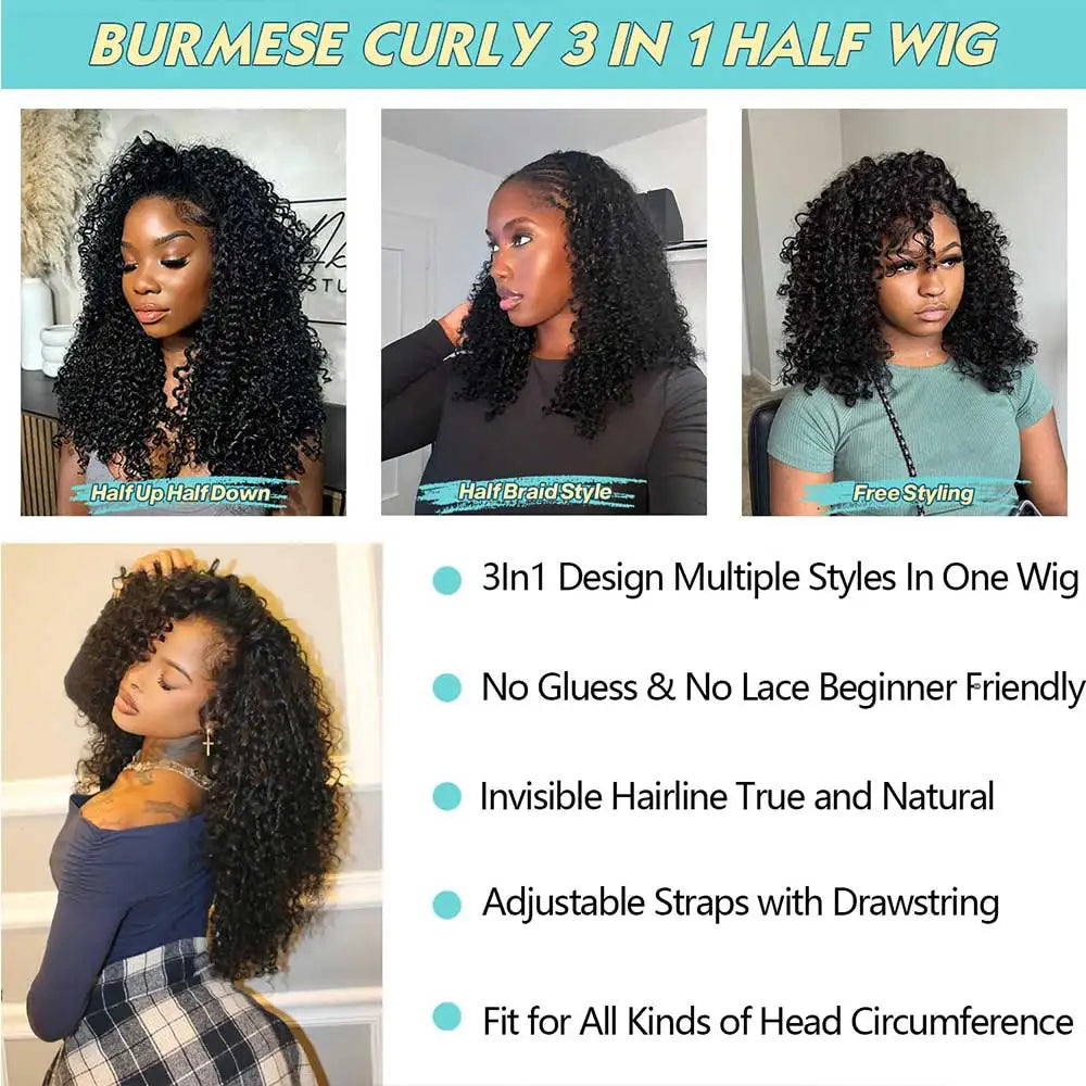 Spiral Kinky Curly Half Wig