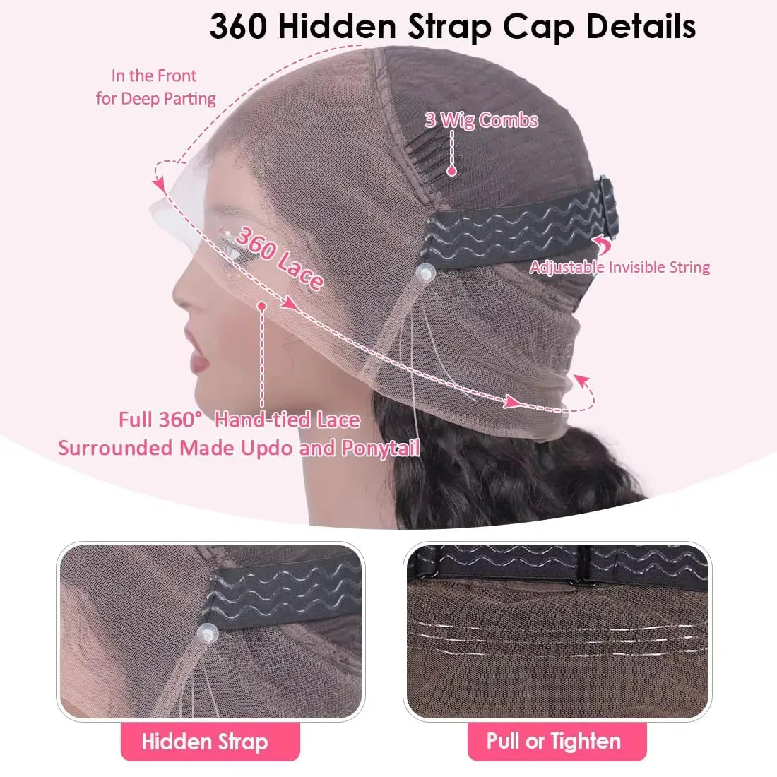 Glueless 360 Lace Frontal Brazilian Human Hair Wig for Women