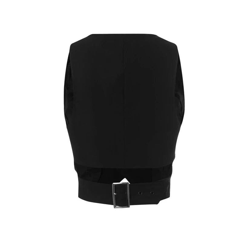 Vintage V Neck Button Up Sleeveless Vest for Women